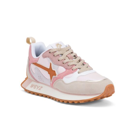 W6YZ Beige/pink Suede Loop Uni Sneakers - Picture 1 of 2